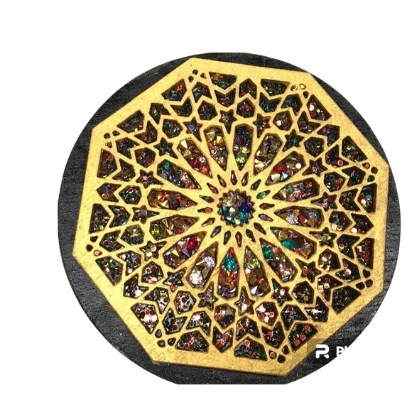 Moroccan Moorish decorative laser cut Wood Hand Beaded Coasters set of 6 - Picture 12 of 12